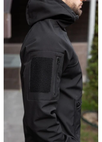 Куртка чоловіча демісезонна чорна Анорак Softshell Seli No Brand (395643317)