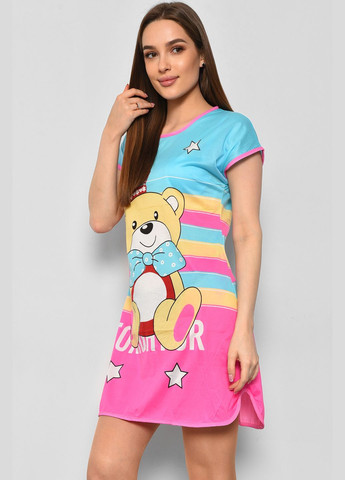 Ночная рубашка женская бирюзового цвета с рисунком Let's Shop (290839527)