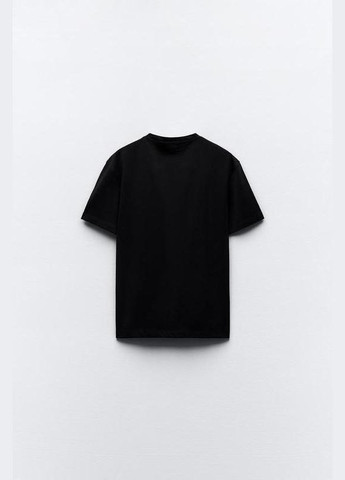 Базова чорна трикотажна футболка Zara - (327484406)