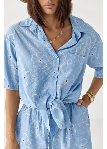 Летний цветочный костюм с шортами и рубашкой Lurex Костюм-двойка (370377288)