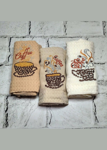 Полотенца кухонные Кофе вафельные набор 3 шт 40х60 см Nilteks абстрактный комбинированный