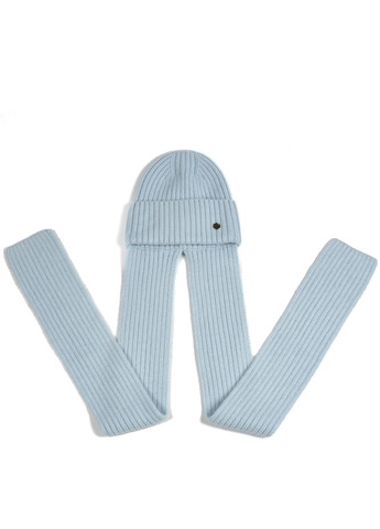 Шапка по голове с шарфом женская вискоза с ангорой голубая РИМА LuckyLOOK 591-820 (322789594)