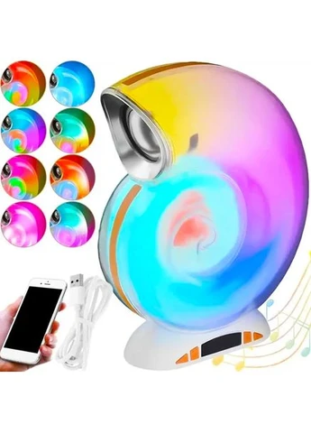 Нічник настільна акумуляторна лампа із колоною будильником та часами RGB-підсвіткою Bluetooth Po Fanu (392277979)