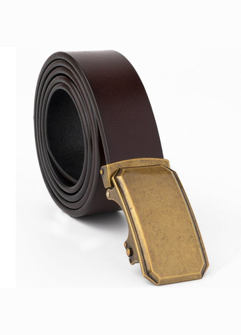 Мужской ремень кожаный c латунной угловатой пряжкой 20276 Коричневый Vintage (302972058)