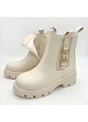 Осенние ботинки женские челси бежевые демисезонные. челси Seastar с аппликацией из искусственной кожи