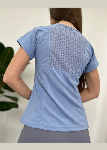 Голубая летняя легкая эластичная футболка из микрофибры с коротким рукавом No Brand