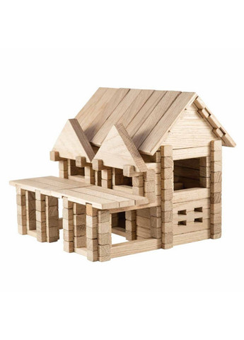 Дерев'яний конструктор "будиночок з балконом", 136 деталей Igroteco (282587476)