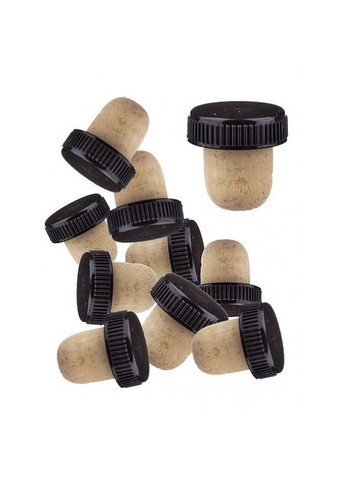 Корок корковий з чорним ковпачком пробка коньячна розмір 19 мм No Brand (299898495)