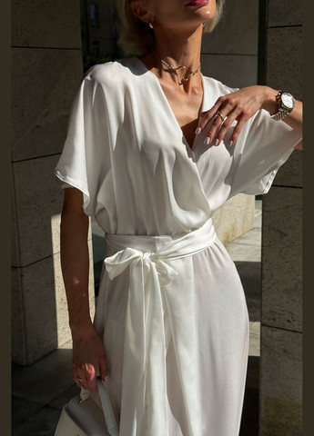 Молочна вечірня, кежуал витончена вечірня сукня з штучного шовку Jadone Fashion однотонна