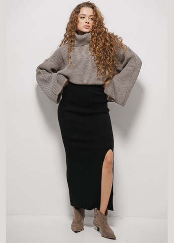 Укорочений вязаний светр чорний з розрізом ззаду на комірі Arjen (304251237)