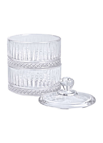 Конфетница Yiwu двухуровневая с крышкой стеклянная ребристая прозрачная HP-YH-71 No Brand (360977585)