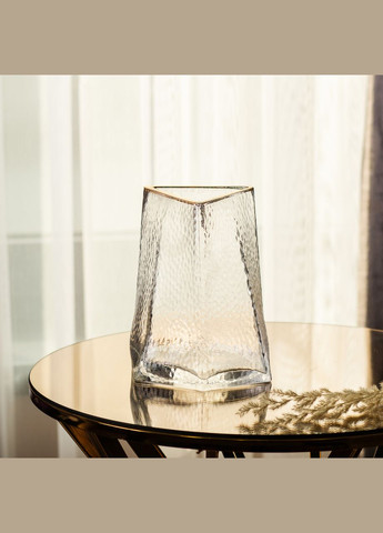 Стеклянная ваза для цветов, декоративный треугольник с золотой каймой, 16 см HP-1709 Yiwu (306873564)