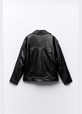Черная демисезонная байкерская куртка из искусственной кожи оверсайз байкерская Zara