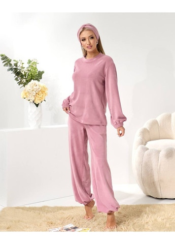 Пудрова зимня домашній комплект трійка (костюм+чалма) Fashion