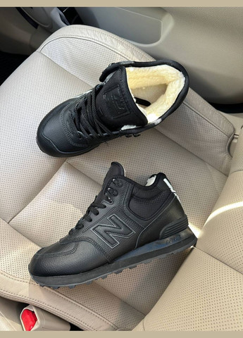 Кроссовки зимние женские и мужские New Balance 574 winter black fur | Нью Беланс 574 черные с мехом No Brand чёрные зима (308360713)