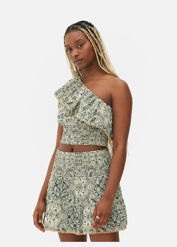 Топ літо,білий в зелені візерунки, Primark (329850646)