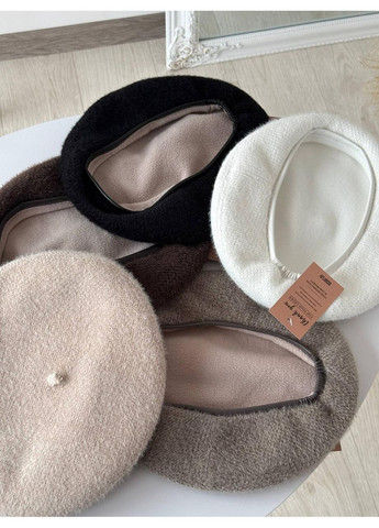 Берет жіночий вовняний з пухнастою текстурою / Теплий берет з м’якої вовни жіночий No Brand (366571871)