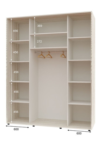 Шафа-купе дводверна 200*60*240 см Дуб Білений ДСП + Дзеркало Максі Комфорт Меблі (360472468)