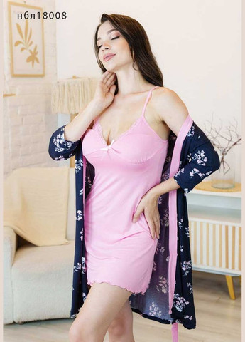 Прозрачный женский комплект: халат и ночная рубашка Nebula