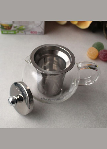 Чайник стеклянный заварочный с нержавеющим ситечком 400 мл Kamille (303212166)