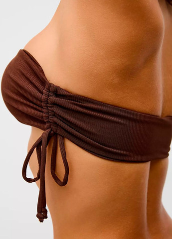 Коричневий жіночий роздільний купальник у рубчик з зав’язками роздільний Veronica