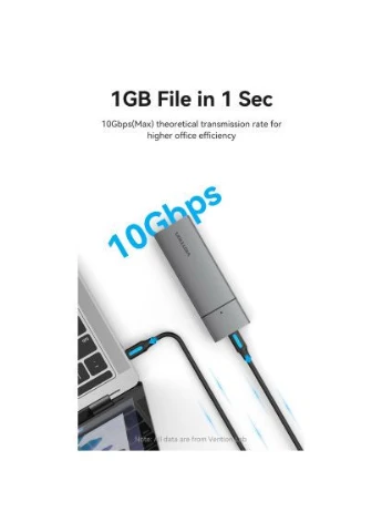 Внешний карман для SSD M.2 (NVME) M-key USB Type-C 3.2 серый Vention (395710404)