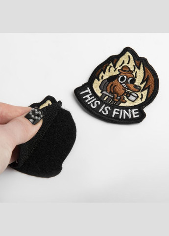 Шеврон на липучке This is fine 7,6х7,1 см, вышитый патч нашивка шеврон смешной IDEIA (317416676)