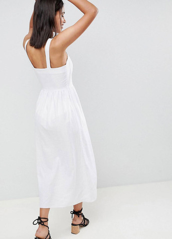 Білий кежуал льяна міді сукня сарафан Asos однотонна