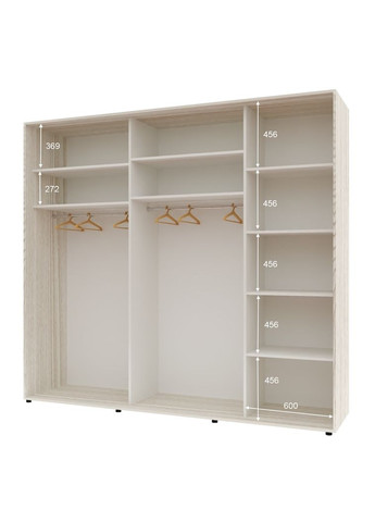 Шафа-купе тридверна 240*60*240 см Дуб Білений 3 двері ДСП Стандарт Комфорт Меблі (360435921)