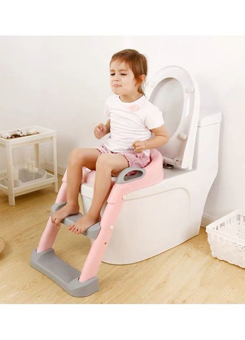 Накладка на унитаз с лесенкой DA6900 Розово-серый No Brand (368565219)