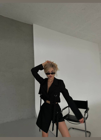 Женский костюм юбка и пиджак цвет черный р.42/44 454740 New Trend (290111727)