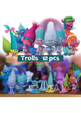Тролли набор фигурок Trolls Смурфики Smurfs детские игрушки 36 см 12 шт Shantou (315441135)