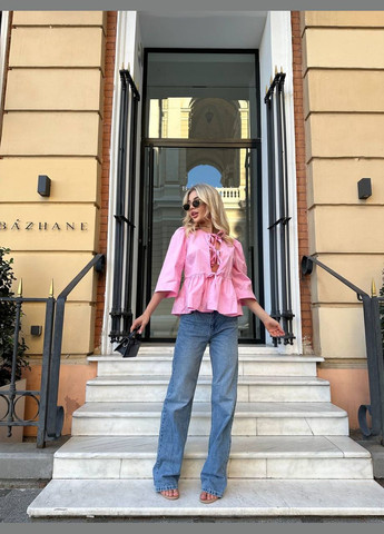 Розовая кэжуал рубашка однотонная Adelante