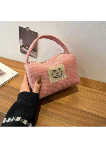 Ніжна текстильна рожева косметичка з ручкою No Brand (302212917)