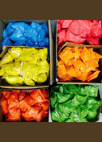 Фарба Холі (Гулал), Фарби Холі, набір 15 пакетів, пакети 50 грам, Holi Fest No Brand (331738691)