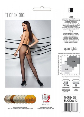 Колготки з відкритим доступом TIOPEN 010 black 3/4 (20 den), контрастна лінія Passion (303910997)