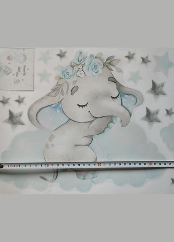 Виниловые наклейки на стену Cлоники спят на тучках и воздушном шаре (лист 30 х 90 см) б394-46-2 No Brand (302242446)