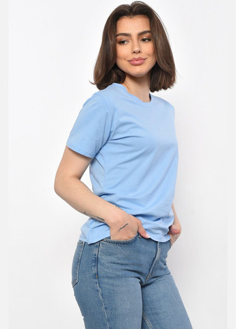 Светло-голубая летняя футболка женская однотонная светло-голубого цвета Let's Shop