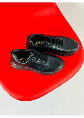 Черные демисезонные 163 кросовки кожаные черные KDSL