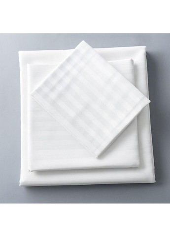 Простынь 220х230 см сатин, хлопок, для отелей и дома, жаккард в полоску IDEIA белый