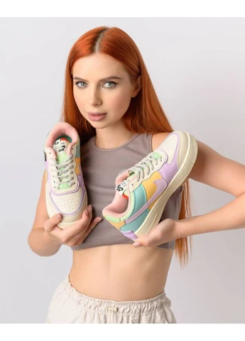 Цветные кроссовки shadow beige yellow mint w No Brand Air Force 1