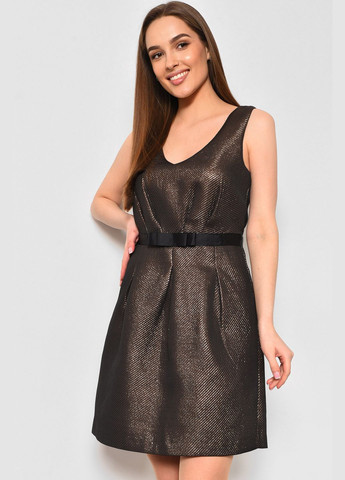 Коричнева коктейльна сукня жіноча коричневого кольору в стилі армпір Let's Shop однотонна