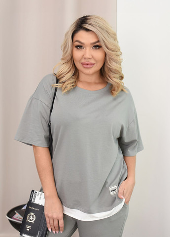 Костюм женский из кулира (футболка + джоггеры) No Brand (336547349)