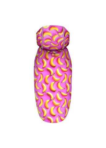 Дощовик-накидка з капюшоном для собак Clothes, малюнок "Банани на рожевому", M, А 40-43 см, B 52-62 см, С 33-42 см WAUDOG (363198781)