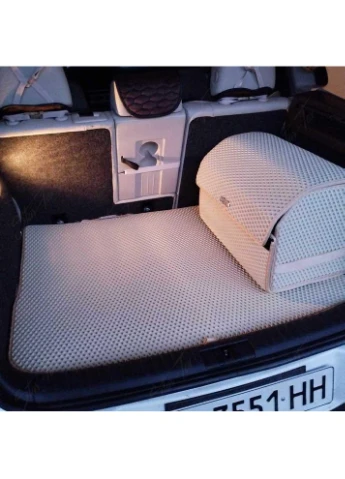 Коврик в багажник на Volkswagen Tiguan I (2007 - 2018) c докаткой EVA/Ромб Серый + Черный Star-Tex (385128788)