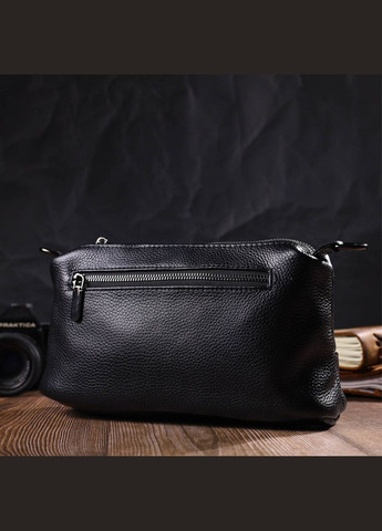 Сумка через плече жіноча на три відділення шкіряна 22094 Чорний Vintage (302008924)