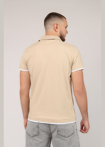Бежевая футболка-футболка поло мужская цвет бежевый цб-00275675 для мужчин Madmext