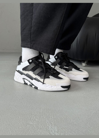 Кроссовки женские и мужские Adidas Niteball black white | Адидас Найтбол черные белые No Brand чёрно-белые демисезоны (316091134)