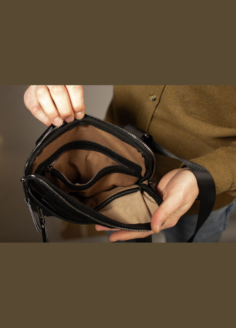 Сумка-мессенджер из натуральной кожи, через плечо мужская Karter (черная) EX-013 SKILL сумка (347628844)