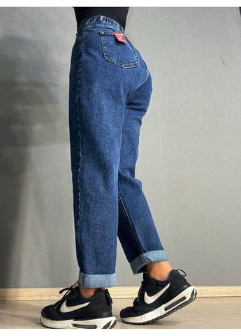 Джинсы женские 8229 Mom большие размеры с резинкой на талии синие Vanver - (341999520)